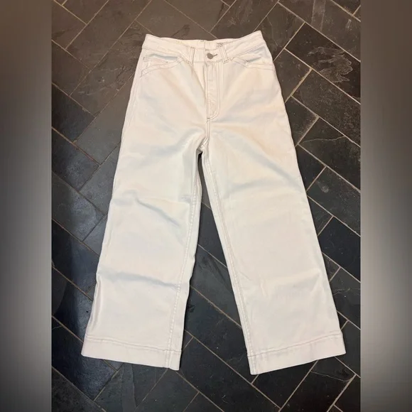 AG Adriano Goldschmied Rosie Workwear Wide Leg cropped white Jeans MSRP $225 - Picture 5 of 5